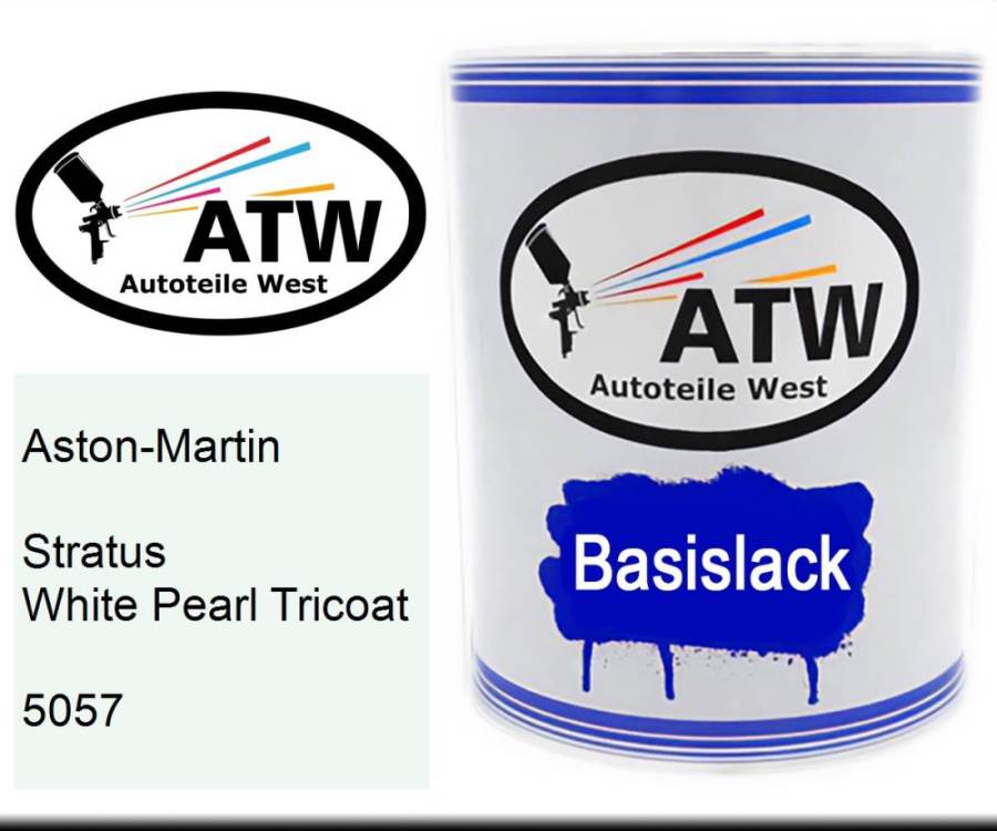 Aston-Martin, Stratus White Pearl Tricoat, 5057: 1L Lackdose, von ATW Autoteile West.